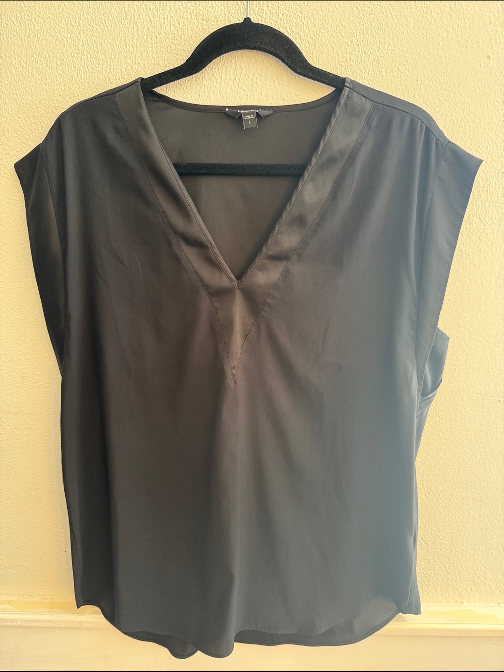 Express Black V-Neck Cap Sleeve Blouse